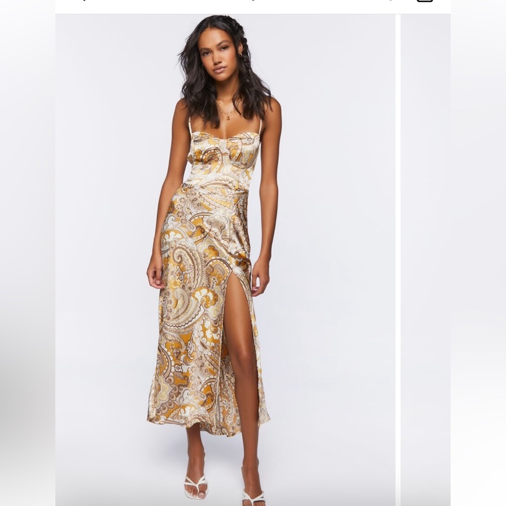 Satin bustier paisley dress NWT
